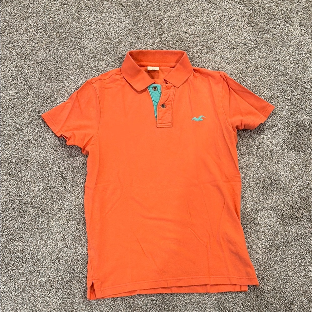 Hollister Orange Polo Shirt Classic Sporty Design